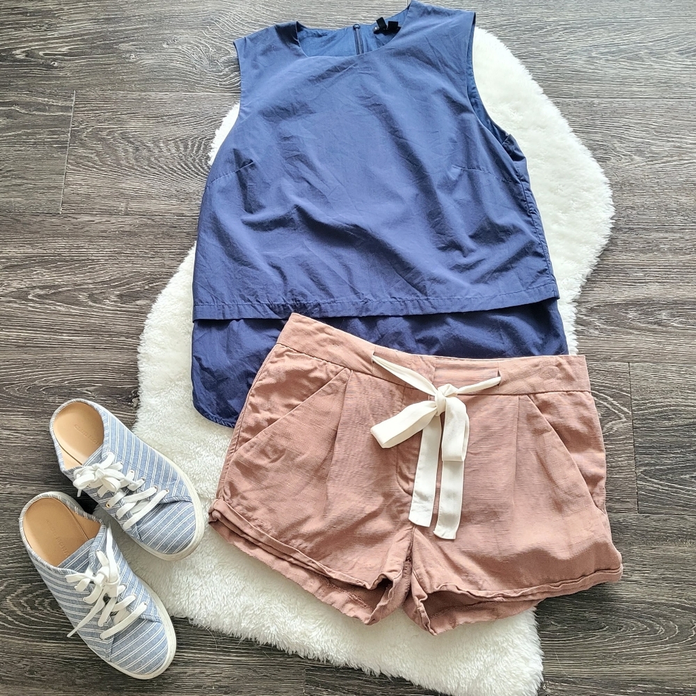 Aritzia Wilfred Allegra Lyocell Linen Blend Shorts in Nutmeg Sz 2 - Picture 2 of 12